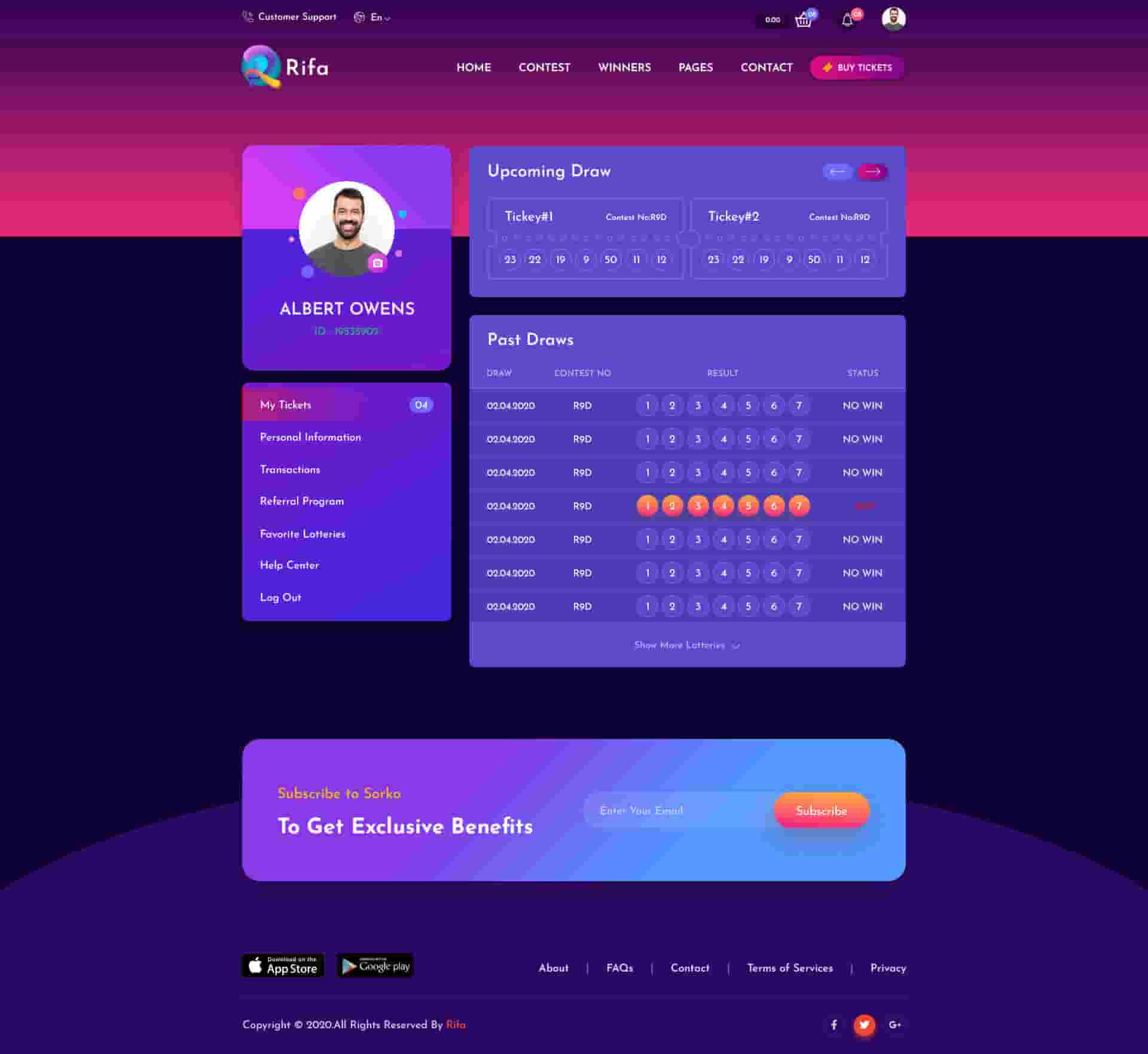 Rifa - Online Lotto & Lottery HTML Template